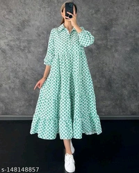 Women Gown*Fabric: RayonSleeve Length: Product DependentPattern: PrintedNet Quantity (N): 1Sizes:S (Bust Size: 36 in, Length Size: 48 in) M (Bust Size: 42 in, Length Size: 48 in) L (Bust Size: 38 in, Length Size: 48 in) XL (Bust Size: 40 in, Length Size: 48 in) XXL (Bust Size: 44 in, Length Size: 48 in) Dispatch: 2 Days*Proof of Safe Delivery! 3