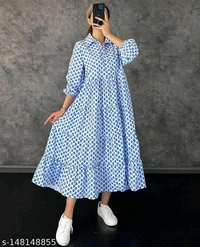 Women Gown*Fabric: RayonSleeve Length: Product DependentPattern: PrintedNet Quantity (N): 1Sizes:S (Bust Size: 36 in, Length Size: 48 in) M (Bust Size: 42 in, Length Size: 48 in) L (Bust Size: 38 in, Length Size: 48 in) XL (Bust Size: 40 in, Length Size: 48 in) XXL (Bust Size: 44 in, Length Size: 48 in) Dispatch: 2 Days*Proof of Safe Delivery! 3