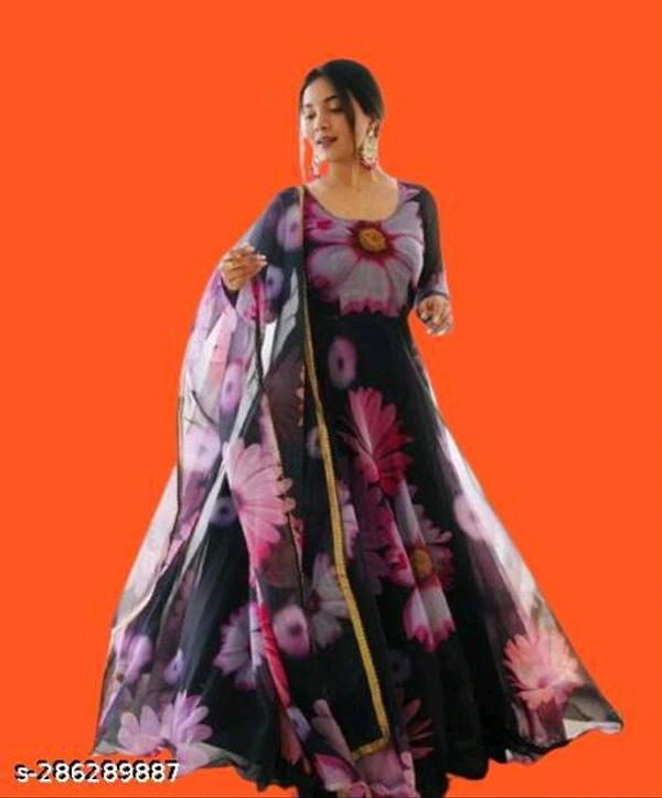 Women Gowns*Fabric: GeorgetteSleeve Length: Three-Quarter SleevesPattern: PrintedNet Quantity (N): 1Sizes:M (Bust Size: 36 in, Length Size: 53 in) L (Bust Size: 38 in, Length Size: 53 in) XL (Bust Size: 40 in, Length Size: 53 in) Dispatch: 2 Days*Proof of Safe Delivery! 