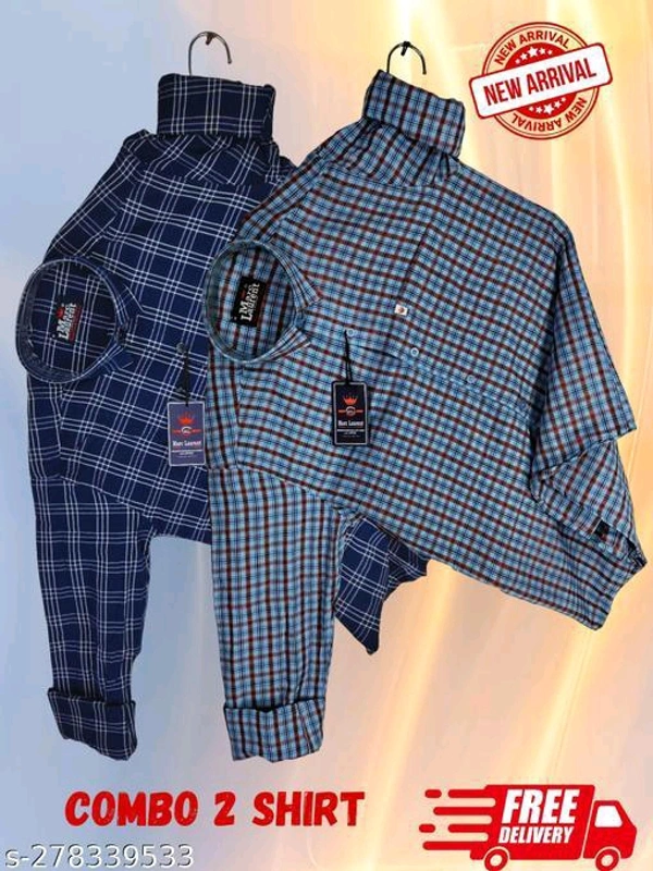 Catalog Name:*Fancy Elegant Men Shirts*Fabric: CottonSleeve Length: Long SleevesPattern: CheckedNet Quantity (N): 2Sizes:M (Chest Size: 40 in, Length Size: 29 in) L (Chest Size: 42 in, Length Size: 30 in) XL (Chest Size: 44 in, Length Size: 31 in) XXL (Chest Size: 46 in, Length Size: 31.5 in) 