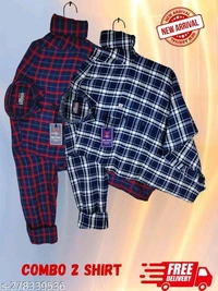 Catalog Name:*Fancy Elegant Men Shirts*Fabric: CottonSleeve Length: Long SleevesPattern: CheckedNet Quantity (N): 2Sizes:M (Chest Size: 40 in, Length Size: 29 in) L (Chest Size: 42 in, Length Size: 30 in) XL (Chest Size: 44 in, Length Size: 31 in) XXL (Chest Size: 46 in, Length Size: 31.5 in) 