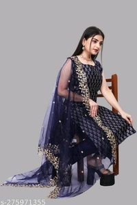 Petite Women Kurta Sets*Kurta Fabric: Banarasi SilkBottomwear Fabric: Taffeta SilkFabric: JacquardSleeve Length: Product DependentSet Type: Product DependentBottom Type: PantsPattern: PrintedNet Quantity (N): Single