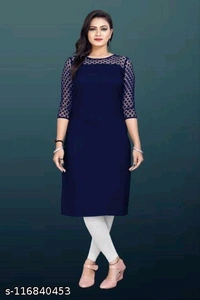 Catalog Name:*Myra Pretty Kurtis*Fabric: CrepeSleeve Length: Three-Quarter SleevesPattern: EmbellishedCombo of: Single