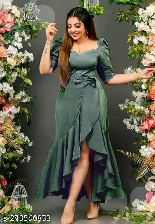 Catalog Name:*Fancy Fashionista Women Dresses*Fabric: CrepeSleeve Length: Short SleevesPattern: SolidNet Quantity (N): 1Sizes:S (Bust Size: 36 in, Length Size: 48 in) M (Bust Size: 38 in, Length Size: 48 in) L (Bust Size: 40 in, Length Size: 48 in) Dispatch: 2 Days*Proof of Safe Delivery