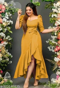 Catalog Name:*Fancy Fashionista Women Dresses*Fabric: CrepeSleeve Length: Short SleevesPattern: SolidNet Quantity (N): 1Sizes:S (Bust Size: 36 in, Length Size: 48 in) M (Bust Size: 38 in, Length Size: 48 in) L (Bust Size: 40 in, Length Size: 48 in) Dispatch: 2 Days*Proof of Safe Delivery