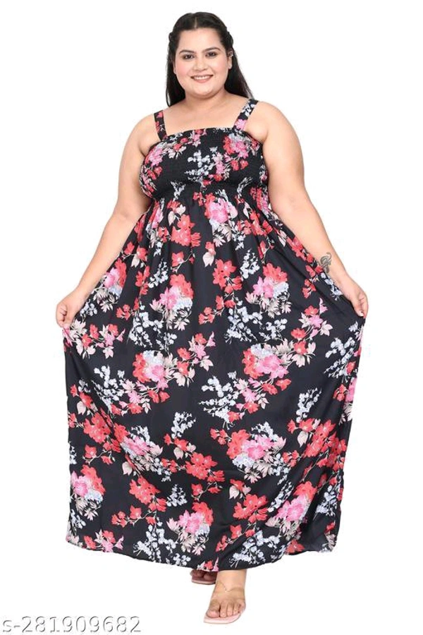 Catalog Name:*Urbane Partywear Women Dresses*Fabric: Poly CrepeSleeve Length: SleevelessPattern: PrintedNet Quantity (N): 1Sizes:XL (Bust Size: 42 in, Length Size: 52 in) XXL (Bust Size: 44 in, Length Size: 52 in) XXXL (Bust Size: 46 in, Length Size: 52 in) 4XL (Bust Size: 48 in, Length Size: 52 in) Dispatch: 2 Days*Proof of Safe Delivery! Click to know on Safety Standards of Deliv