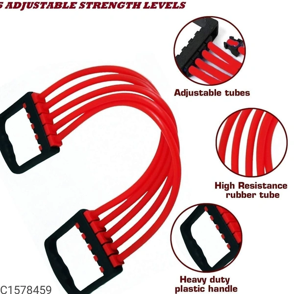 *Product Name:* Gym Utility -Adjustable Multi-Function 5 Rubber Tubes Chest Expander for Men & Women*Details:*Product Description: Adjustable Multi-Function 5 Rubber Tubes Chest Expander for Men & Women Dimensions(L x W x H in Cm): 65 x 11 x 3Features:-Adjustable Chest Expander Portable Puller Exercise Fitness Resistance Band Tube Yoga 5 Latex Resistance Bands.High Quality Material