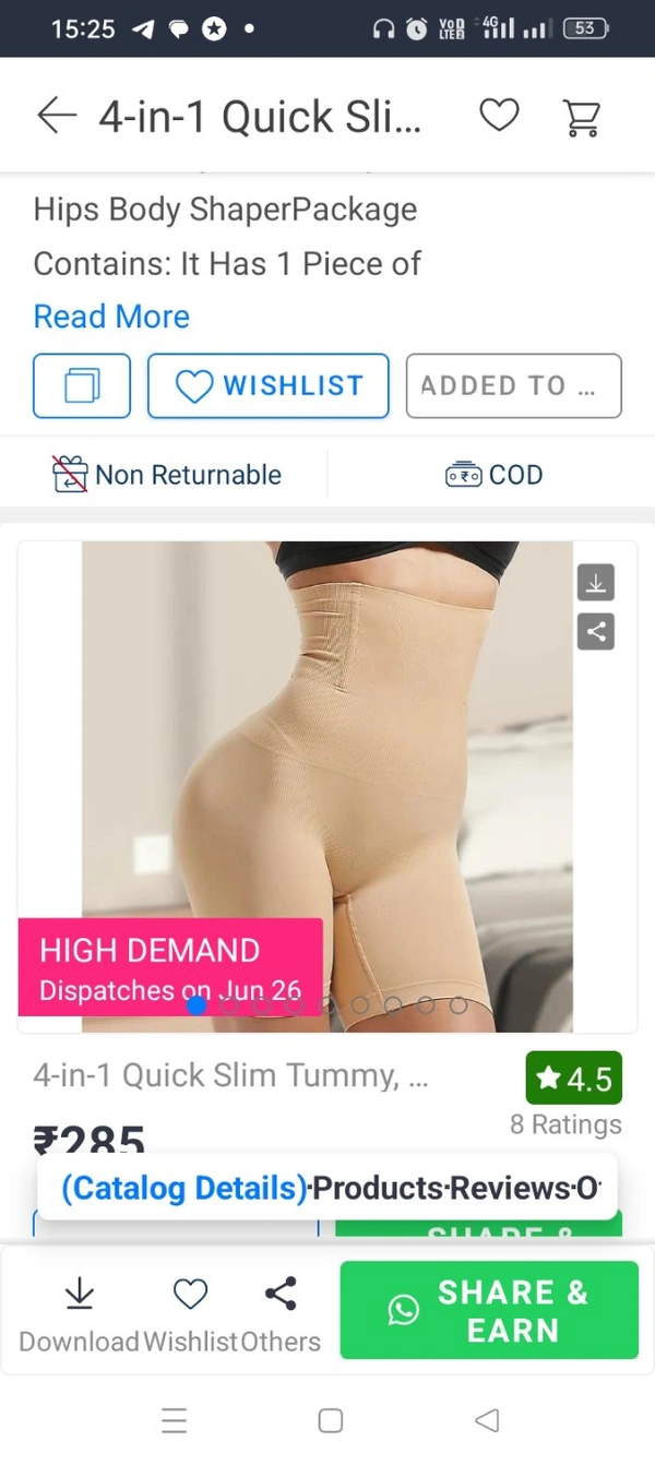 *Details:*Product Name: 4-in-1 Quick Slim Tummy, Back, Thighs, Hips Body ShaperPackage Contains: It Has 1 Piece of Slim Shape Wear Product Quantity: 200g Combo: Pack of 1 Ideal for: Women Weight: 200💥 *FREE COD* 🚫 No Returns Applicable 🚚 *Delivery*: Within 12 days 