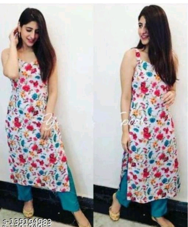Trendy Women Kurta Sets*Kurta Fabric: RayonBottomwear Fabric: RayonFabric: No DupattaSleeve Length: SleevelessSet Type: Kurta With BottomwearBottom Type: PantsPattern: PrintedNet Quantity (N): SingleSizes: XS, S, M, LDispatch: 1 Day*Proof of Safe Delivery! Click to know on Safety Standards of Delivery Partne