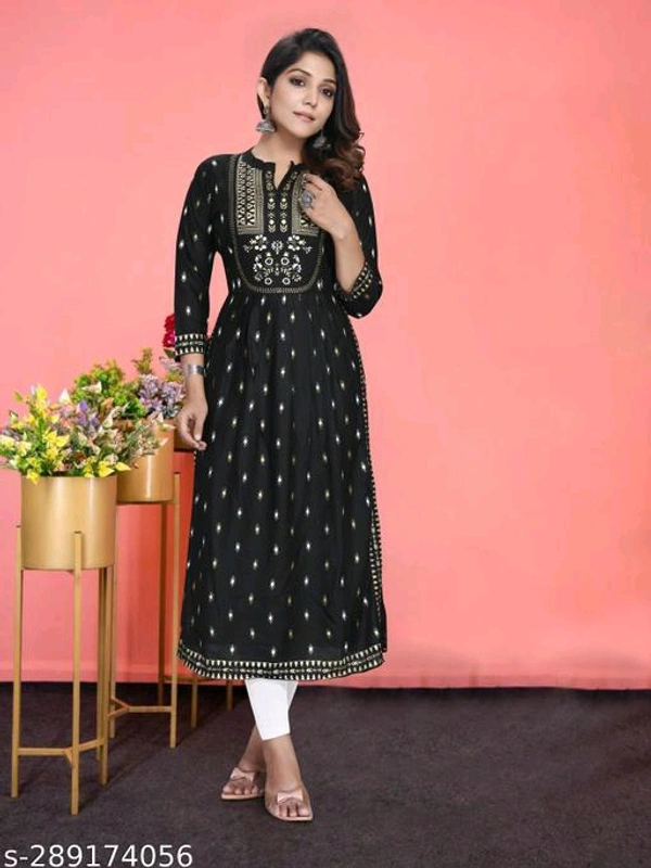Rayon Kurti With Nayra Cut KurtiName: Rayon Kurti With Nayra Cut KurtiFabric: RayonSleeve Length: Three-Quarter SleevesPattern: PrintedCombo of: SingleSizes:S (Bust Size: 36 in) M (Bust Size: 38 in) L (Bust Size: 40 in) XL (Bust Size: 42 in) XXL (Bust Size: 44 in) Name : Rayon Kurti With Nayra Cut KurtiFabric : RayonPattern : PrintedNet Quantity (N) : 1Sizes : S, M, L, XL, XXLIndia