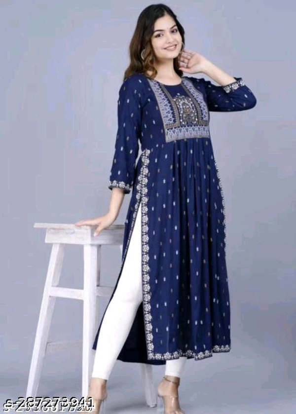 Winee nayra wowFabric: RayonSleeve Length: Three-Quarter SleevesPattern: PrintedCombo of: SingleSizes:S, M, L, XL, XXL, XXXLCountry of Origin: India
