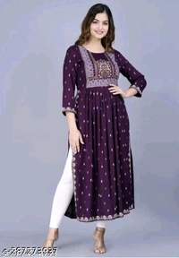 Winee nayra wowFabric: RayonSleeve Length: Three-Quarter SleevesPattern: PrintedCombo of: SingleSizes:S, M, L, XL, XXL, XXXLCountry of Origin: India