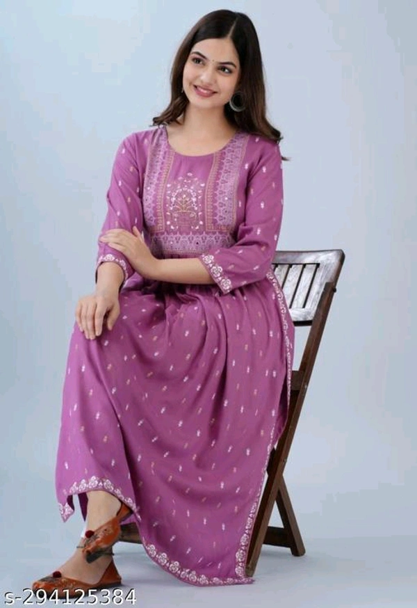  Seductive Trendy KurtiFabric: RayonSleeve Length: Three-Quarter SleevesPattern: EmbroideredCombo of: SingleSizes:S (Bust Size: 36 in) M (Bust Size: 38 in) L (Bust Size: 40 in) XL (Bust Size: 42 in) XXL (Bust Size: 44 in) XXXL (Bust Size: 46 in) There is a smart , gorgious looking Naira cut kurti , Fabric is Rayoun ad atitched under expert Karigar , please vi