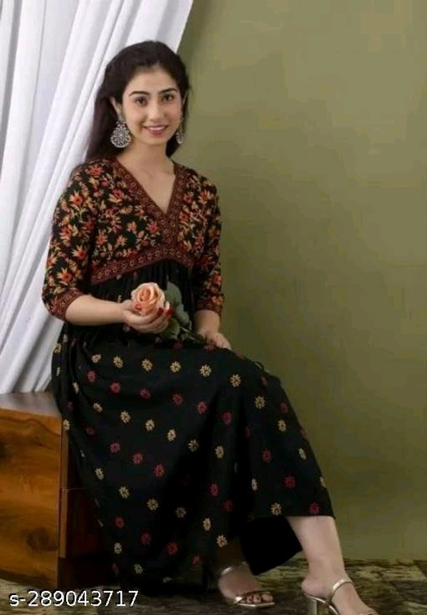 womens rayon printed long kurta, rayon kurta, partywear kurta, trendy kurta, festival wear kurta, anarkali kurtaName: womens rayon printed long kurta, rayon kurta, partywear kurta, trendy kurta, festival wear kurta, anarkali kurtaFabric: RayonSleeve Length: Three-Quarter SleevesPattern: PrintedCombo of: SingleSizes:S (Bust Size: 36 in, Size Length: 46 in) M (Bust Size: 38 in, Size 