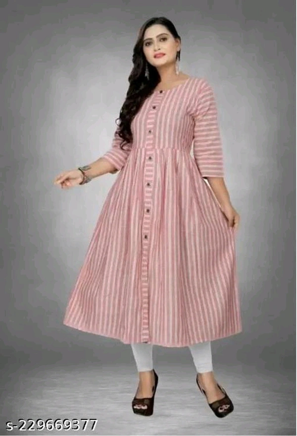 Cotton double lining Anarkali Cut Kurti, Formal Wear Kurti Office wear Cotton KurtiName: Cotton double lining Anarkali Cut Kurti, Formal Wear Kurti Office wear Cotton KurtiFabric: CottonSleeve Length: Three-Quarter SleevesPattern: StripedCombo of: SingleSizes:M (Bust Size: 38 in, Size Length: 44 in) L (Bust Size: 40 in, Size Length: 44 in) XL (Bust Size: 42 in, Size Length: 44 in) 