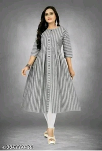 Cotton double lining Anarkali Cut Kurti, Formal Wear Kurti Office wear Cotton KurtiName: Cotton double lining Anarkali Cut Kurti, Formal Wear Kurti Office wear Cotton KurtiFabric: CottonSleeve Length: Three-Quarter SleevesPattern: StripedCombo of: SingleSizes:M (Bust Size: 38 in, Size Length: 44 in) L (Bust Size: 40 in, Size Length: 44 in) XL (Bust Size: 42 in, Size Length: 44 in) 