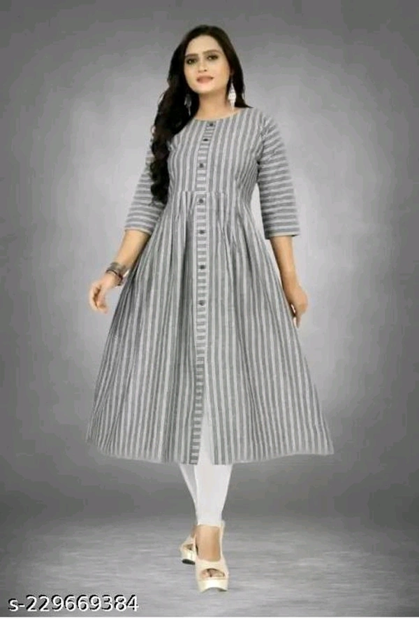 Cotton double lining Anarkali Cut Kurti, Formal Wear Kurti Office wear Cotton KurtiName: Cotton double lining Anarkali Cut Kurti, Formal Wear Kurti Office wear Cotton KurtiFabric: CottonSleeve Length: Three-Quarter SleevesPattern: StripedCombo of: SingleSizes:M (Bust Size: 38 in, Size Length: 44 in) L (Bust Size: 40 in, Size Length: 44 in) XL (Bust Size: 42 in, Size Length: 44 in) 