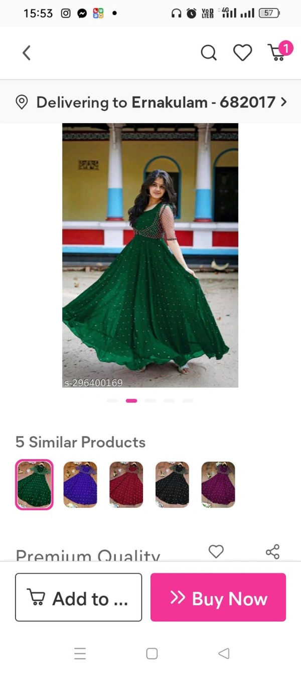 Premium Quality Georgette Fabric Gown With Beautiful Jacket In Super Embroidery WorkName: Premium Quality Georgette Fabric Gown With Beautiful Jacket In Super Embroidery WorkFabric: GeorgetteSleeve Length: Three-Quarter SleevesPattern: PrintedCombo of: SingleSizes:S (Bust Size: 36 in) M (Bust Size: 38 in) L (Bust Size: 40 in) XL (Bust Size: 42 in) XXL (Bust Size: 44 in) Heavy Embro