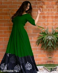 Trendy Fabric: Cotton BlendSleeve Length: Three-Quarter SleevesPattern: PrintedCombo of: SingleSizes:M (Bust Size: 38 in, Size Length: 56 in) L (Bust Size: 40 in, Size Length: 56 in) XL (Bust Size: 42 in, Size Length: 56 in) XXL (Bust Size: 44 in, Size Length: 56 in) XXXL (Bust Size: 46 in, Size Length: 56 in) 4XL (Bust Size: 48 in, Size Length: 56 Country Of India 