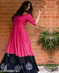 Trendy Fabric: Cotton BlendSleeve Length: Three-Quarter SleevesPattern: PrintedCombo of: SingleSizes:M (Bust Size: 38 in, Size Length: 56 in) L (Bust Size: 40 in, Size Length: 56 in) XL (Bust Size: 42 in, Size Length: 56 in) XXL (Bust Size: 44 in, Size Length: 56 in) XXXL (Bust Size: 46 in, Size Length: 56 in) 4XL (Bust Size: 48 in, Size Length: 56 Country Of India 