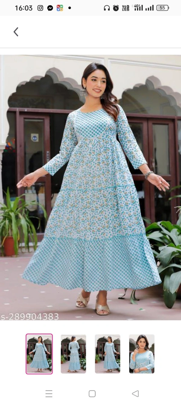  PRINTED EMROIDERY GOWN FOR WOMAN FASHION Name: RAYON WOMAN PRINTED EMROIDERY GOWN FOR WOMAN FASHION Fabric: RayonSleeve Length: Three-Quarter SleevesPattern: PrintedCombo of: SingleSizes:M (Bust Size: 38 in, Size Length: 52 in) L (Bust Size: 40 in, Size Length: 52 in) XL (Bust Size: 42 in, Size Length: 52 in) XXL (Bust Size: 44 in, Size Length: 52 in) Country of Origin: I