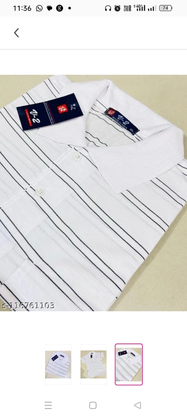 Men Half Sleeves Cotton Collar T-Shirt with Pocket (DbD white)Name: Men Half Sleeves Cotton Collar T-Shirt with Pocket (DbD white)Fabric: CottonSleeve Length: Short SleevesPattern: StripedNet Quantity (N): 1Sizes:M, L, XXL, XXXL, 4XL1Country of Origin: India