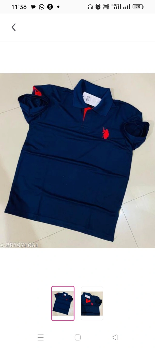 High Demand Men Navy Blue Solid Polo Collar Pure Cotton T-shirt ? without buttonName: Men Navy Blue Solid Polo Collar Pure Cotton T-shirt ? without buttonFabric: CottonSleeve Length: Short SleevesPattern: PrintedNet Quantity (N): 1Sizes:LMen Navy Blue Solid Polo Collar Pure Cotton T-shirt ? without buttonCountry of Origin: India