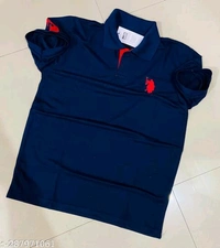 High Demand Men Navy Blue Solid Polo Collar Pure Cotton T-shirt ? without buttonName: Men Navy Blue Solid Polo Collar Pure Cotton T-shirt ? without buttonFabric: CottonSleeve Length: Short SleevesPattern: PrintedNet Quantity (N): 1Sizes:LMen Navy Blue Solid Polo Collar Pure Cotton T-shirt ? without buttonCountry of Origin: India