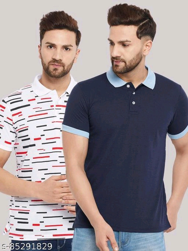 The Million Club Men's Pack of 2 Blue Half Sleeves Solid Polo NeckT-shirtName: The Million Club Men's Pack of 2 Blue Half Sleeves Solid Polo NeckT-shirtFabric: Cotton BlendSleeve Length: Short SleevesPattern: SolidNet Quantity (N): 2Sizes:M (Chest Size: 40 in, Length Size: 27 in) L (Chest Size: 42 in, Length Size: 27.5 in) XL (Chest Size: 44 in, Length Size: 28 in) XXL (Chest Size:
