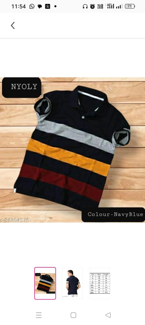 High Demand Nyoly Polo tshirt For MenFabric: CottonSleeve Length: Short SleevesPattern: StripedNet Quantity (N): 1:M L XL  XXL XXXLwe deal in readymade garmentsCountry of Origin: India