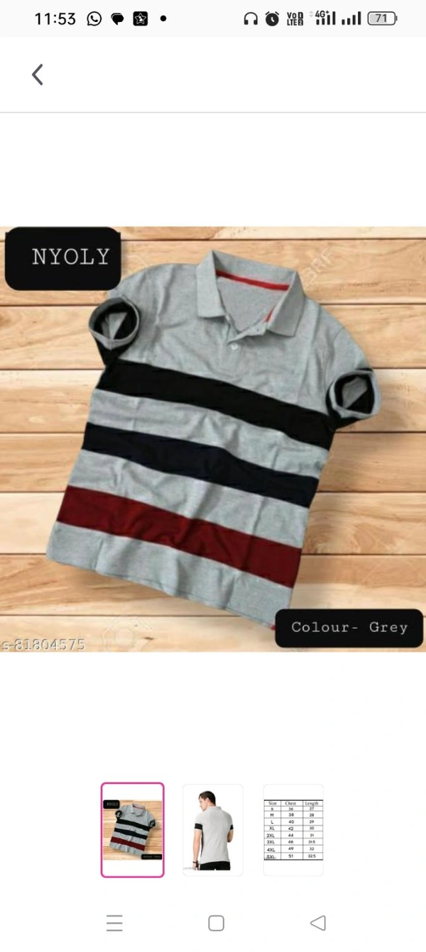 High Demand Nyoly Polo tshirt For MenFabric: CottonSleeve Length: Short SleevesPattern: StripedNet Quantity (N): 1:M L XL  XXL XXXLwe deal in readymade garmentsCountry of Origin: India