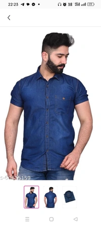 Men Casual ShirtName: Men Casual ShirtFabric: DenimSleeve Length: Short SleevesPattern: SolidNet Quantity (N):1  MMen Casual ShirtName: Men Casual ShirtFabric: DenimSleeve Length: Short SleevesPattern: SolidNet Quantity (N): 1Sizes:S, M (Chest Size: 40 in, Length Size: 29 in) L (Chest Size: 42 in, Length Size: 30 in) XL (Chest Size: 44 in, Length Size: 31 in) XXL (Chest Size: 48 in