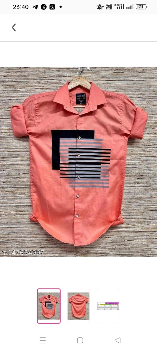 Frankmen Men's Designer Cotton Casual ShirtName: Frankmen Men's Designer Cotton Casual ShirtFabric: CottonSleeve Length: Long SleevesPattern: StripedNet Quantity (N): 1Sizes:S (Chest Size: 34 in, Length Size: 26.5 in) M (Chest Size: 38 in, Length Size: 28 in) L (Chest Size: 40 in, Length Size: 29 in) XL (Chest Size: 42 in, Length Size: 30 in) Gorgeous Plain Designer Casual Shirt Fo
