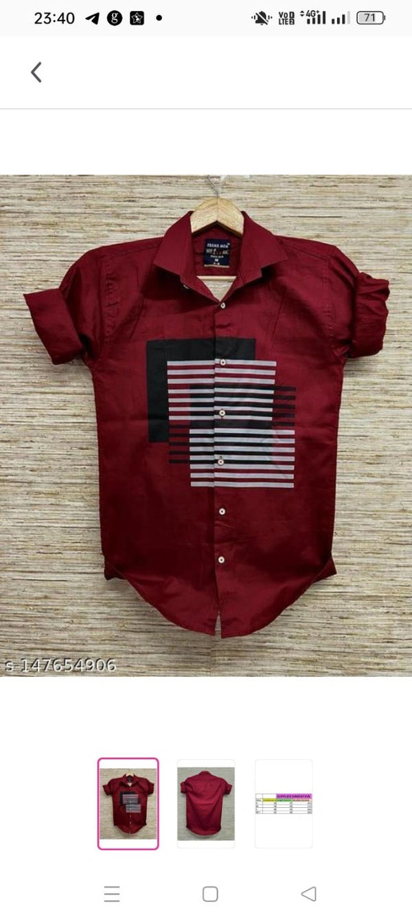 Frankmen Men's Designer Cotton Casual ShirtName: Frankmen Men's Designer Cotton Casual ShirtFabric: CottonSleeve Length: Long SleevesPattern: StripedNet Quantity (N): 1Sizes:S (Chest Size: 34 in, Length Size: 26.5 in) M (Chest Size: 38 in, Length Size: 28 in) L (Chest Size: 40 in, Length Size: 29 in) XL (Chest Size: 42 in, Length Size: 30 in) Gorgeous Plain Designer Casual Shirt Fo