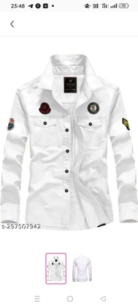 WHITE CARGO SHIRTName: WHITE CARGO SHIRTFabric: CottonSleeve Length: Long SleevesPattern: SolidNet Quantity (N): 1Sizes:S (Chest Size: 38 in, Length Size: 27.5 in) M (Chest Size: 40 in, Length Size: 28 in) L (Chest Size: 42 in, Length Size: 29 in) XL (Chest Size: 44 in, Length Size: 30 in) XXL (Chest Size: 46 in, Length Size: 30.5 in) - Care Instructions: Hand Wash Only- Fit Type: 
