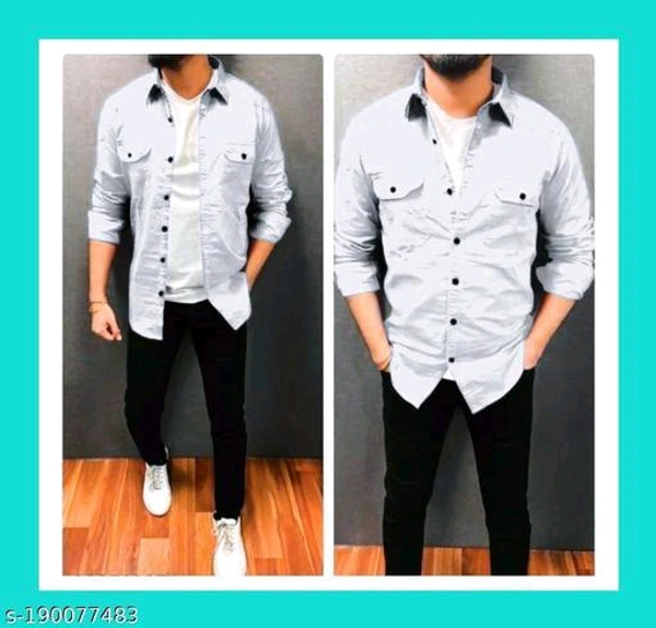 Catalog Name:*Trendy Modern Men Shirts*Fabric: CottonSleeve Length: Long SleevesPattern: SolidNet Quantity (N): 1Sizes:M (Chest Size: 38 in) L (Chest Size: 40 in) XL (Chest Size: 42 in) Dispatch: 2 Days*Proof of Safe