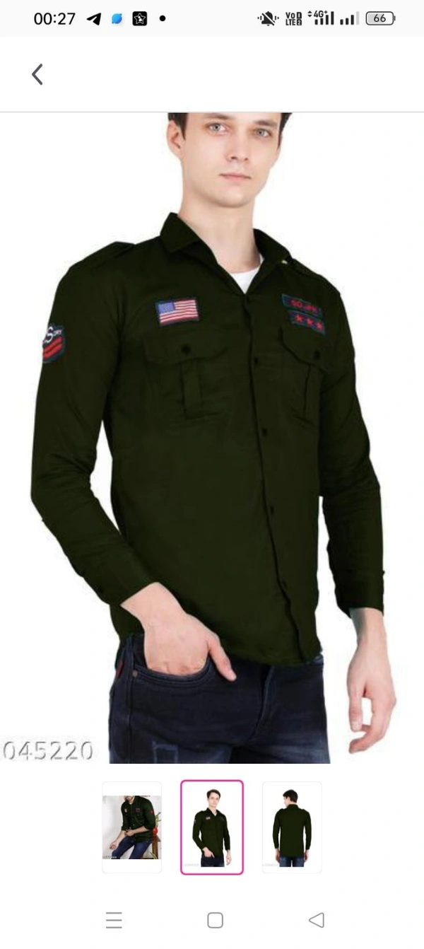 Cargo Shirt For MenName: Cargo Shirt For MenFabric: Cotton BlendSleeve Length: Long SleevesPattern: SolidNet Quantity (N): 1Sizes:S (Chest Size: 36 in, Length Size: 27 in) M (Chest Size: 36 in, Length Size: 28 in) L (Chest Size: 40 in, Length Size: 29 in) XL (Chest Size: 42 in, Length Size: 30 in) XXL (Chest Size: 44 in, Length Size: 31 in) Double Pocket Cargo Shirt For Men In Very