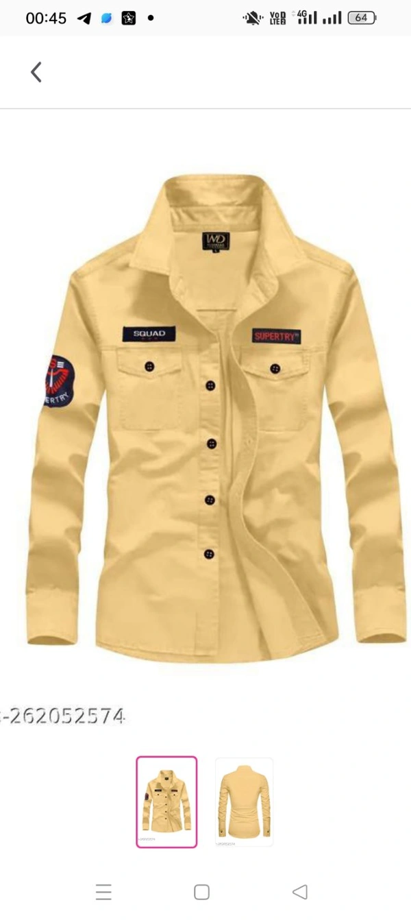 Men Regular Fit Solid Casual Double Pocket  ShirtName: Men Regular Fit Solid Casual Double Pocket  ShirtFabric: CottonSleeve Length: Long SleevesPattern: SolidNet Quantity (N): 1Sizes:M (Chest Size: 38 in, Length Size: 27.5 in) L (Chest Size: 40 in, Length Size: 28 in) XL (Chest Size: 42 in, Length Size: 28.5 in) XXL (Chest Size: 44 in, Length Size: 29 in) Radhekrishna present Prem