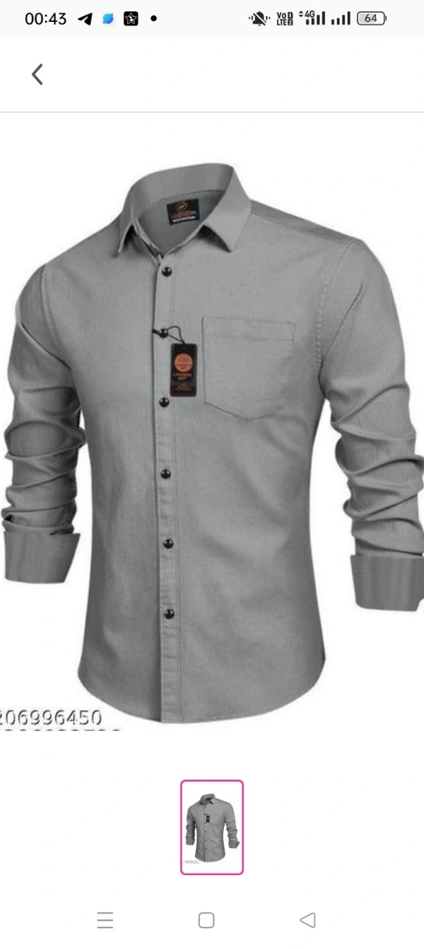 Men Regular Fit Solid Casual Double Pocket  ShirtName: Men Regular Fit Solid Casual Double Pocket  ShirtFabric: CottonSleeve Length: Long SleevesPattern: SolidNet Quantity (N): 1Sizes:M (Chest Size: 38 in, Length Size: 27.5 in) L (Chest Size: 40 in, Length Size: 28 in) XL (Chest Size: 42 in, Length Size: 28.5 in) XXL (Chest Size: 44 in, Length Size: 29 in) Radhekrishna present Prem
