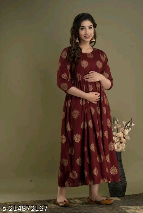  Maternity KurtisFabric: RayonSleeve Length: Three-Quarter SleevesStitch Type: StitchedFit/ Shape: MaternityPattern: PrintedCombo of: SingleSizes: M (Bust Size: 38 in, Top Length Size: 48 in, Waist Size: 32 in, Bottom Length Size: 48 in) L (Bust Size: 40 in, Top Length Size: 48 in, Waist Size: 34 in, Bottom Length Size: 48 in) XL (Bust Size: 42 in, Top Length Siz