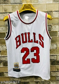 High Demand Bulls 23 Rib Imported Fabric Drifit Sandow Tshirts Fabric: PolyesterSleeve Length: SleevelessPattern: PrintedNet Quantity (N): 1Sizes:M, L, XL, XXLCountry of Origin: India