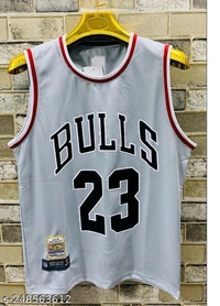 High Demand Bulls 23 Rib Imported Fabric Drifit Sandow Tshirts Fabric: PolyesterSleeve Length: SleevelessPattern: PrintedNet Quantity (N): 1Sizes:M, L, XL, XXLCountry of Origin: India