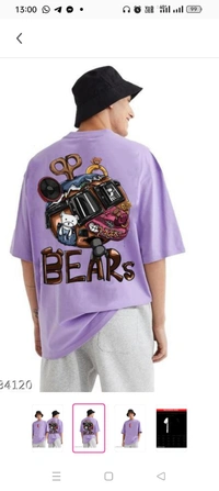 Lavender Classy Loose Fit Oversize Cotton T-Shirt  For MenFabric: CottonSleeve Length: Three-Quarter Sleeves Pattern: Printed Net  (N): 1 Sizes: M  L  XL  XXl