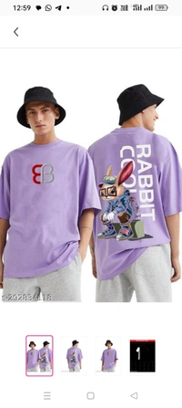 Lavender Classy Loose Fit Oversize Cotton T-Shirt  For MenFabric: CottonSleeve Length: Three-Quarter Sleeves Pattern: Printed Net  (N): 1 Sizes: M  L  XL  XXl