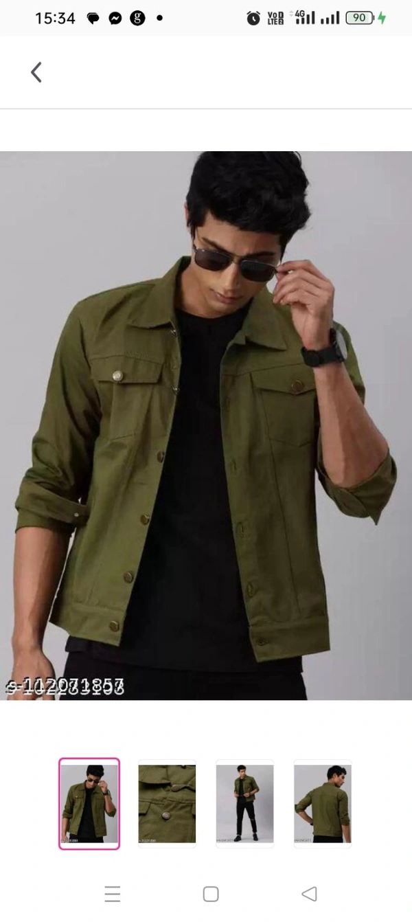 High Demand MENS JACKET  COLOR OLIVE GREEN  Fabric: Cotton BlendSleeve Length: Long SleevesPattern: SolidNet Quantity (N): 1Sizes:S (Length Size: 24 in) M (Length Size: 25 in) L (Length Size: 25 in) XL (Length Size: 26 in) Country of Origin: India