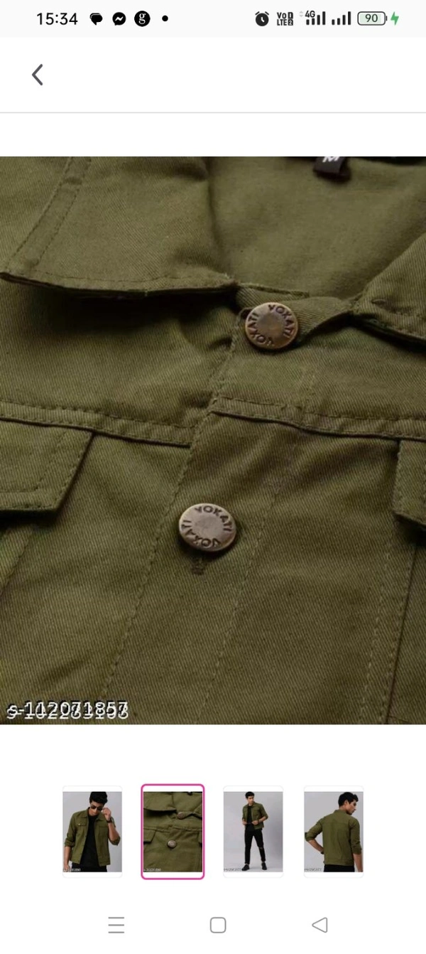 High Demand MENS JACKET  COLOR OLIVE GREEN  Fabric: Cotton BlendSleeve Length: Long SleevesPattern: SolidNet Quantity (N): 1Sizes:S (Length Size: 24 in) M (Length Size: 25 in) L (Length Size: 25 in) XL (Length Size: 26 in) Country of Origin: India