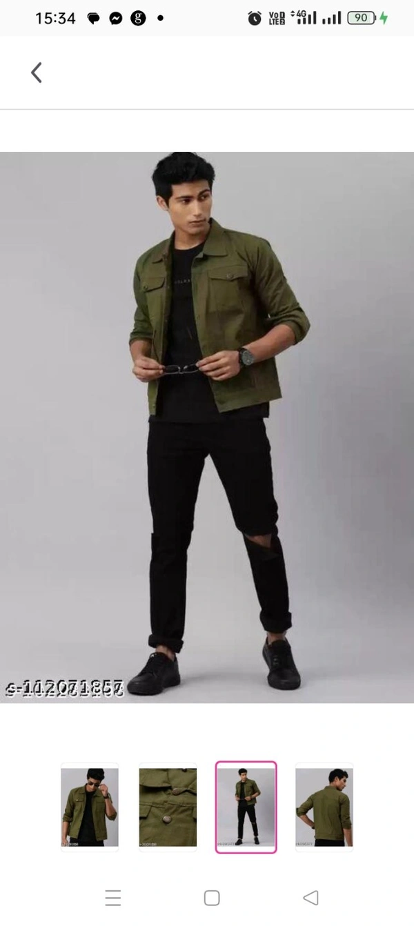 High Demand MENS JACKET  COLOR OLIVE GREEN  Fabric: Cotton BlendSleeve Length: Long SleevesPattern: SolidNet Quantity (N): 1Sizes:S (Length Size: 24 in) M (Length Size: 25 in) L (Length Size: 25 in) XL (Length Size: 26 in) Country of Origin: India