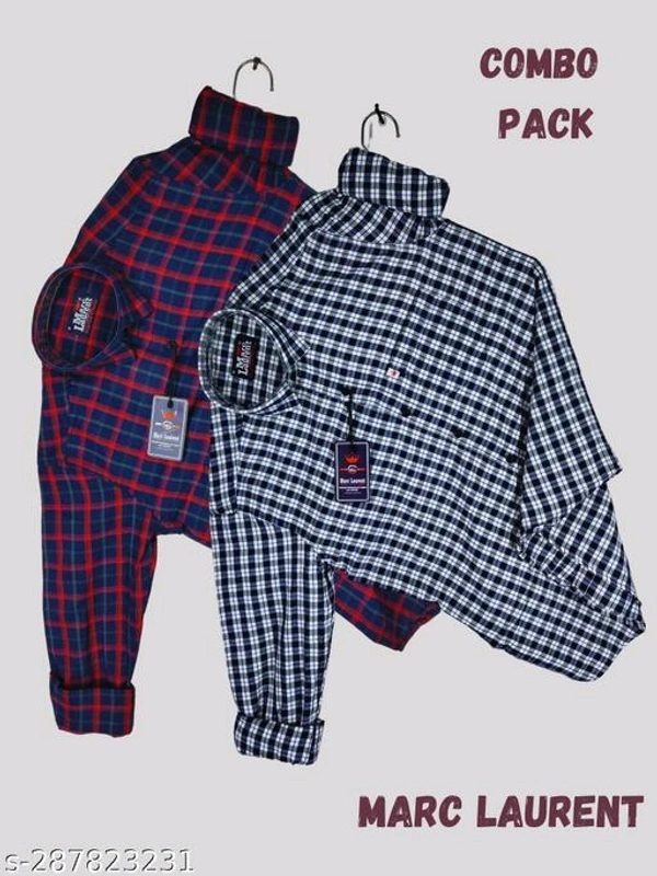 COMBO(Pack of 2) Men Check ShirtsName: COMBO(Pack of 2) Men Check ShirtsFabric: CottonSleeve Length: Long SleevesPattern: CheckedNet Quantity (1) -M L 42 Xl 44  XXL : 46 COMBO PACK OF 2 MEN'S SHIRTMens Check Shirt made with care 