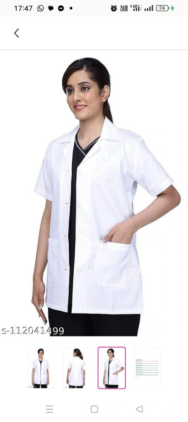 LATHIYA LAB COAT WHITE halfSizes: XS  S M  L  XL  XXL XXL