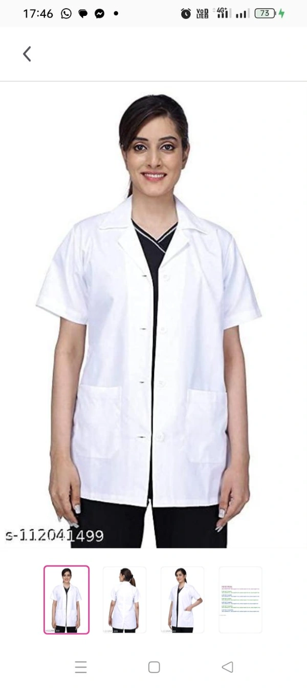  LATHIYA LAB COAT WHITE halfSizes: XS  S M  L  XL  XXL XXL
